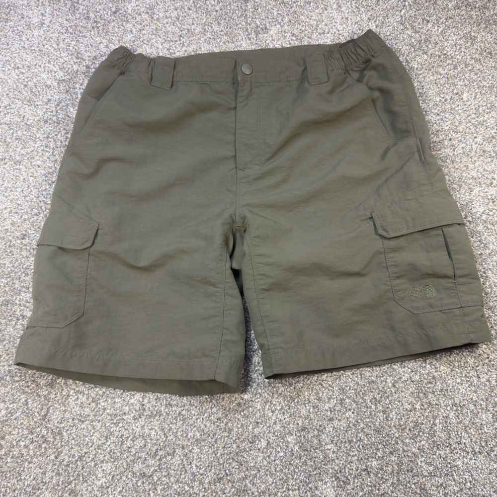 The North Face Mens Cargo Shorts Olive Green Nylon Hiking Utility Size Large